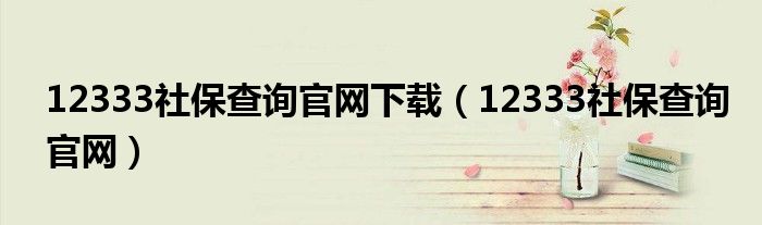 12333社保查詢官網(wǎng)下載（12333社保查詢官網(wǎng)）