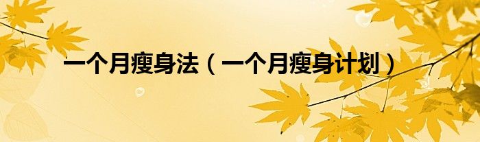 一個月瘦身法（一個月瘦身計劃）