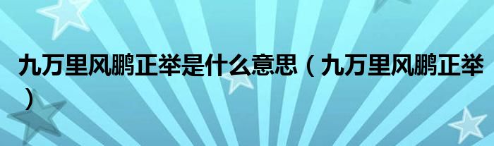 九萬(wàn)里風(fēng)鵬正舉是什么意思（九萬(wàn)里風(fēng)鵬正舉）