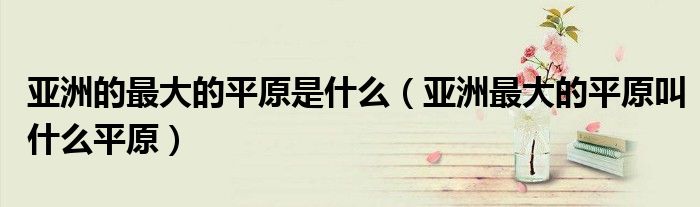 亞洲的最大的平原是什么（亞洲最大的平原叫什么平原）