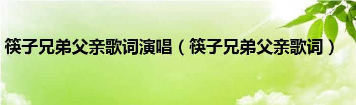 筷子兄弟父親歌詞演唱（筷子兄弟父親歌詞）