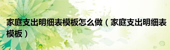 家庭支出明細表模板怎么做（家庭支出明細表模板）
