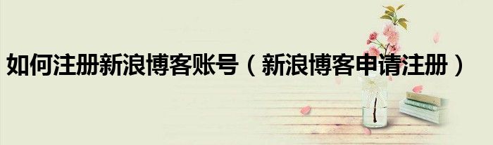 如何注冊新浪博客賬號（新浪博客申請注冊）