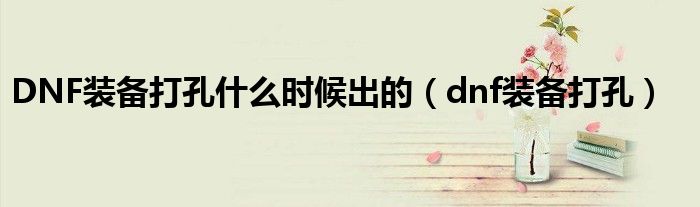 DNF裝備打孔什么時候出的（dnf裝備打孔）