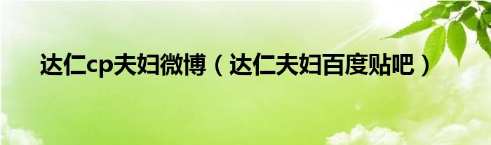 達(dá)仁cp夫婦微博（達(dá)仁夫婦百度貼吧）