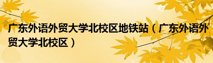 廣東外語外貿(mào)大學(xué)北校區(qū)地鐵站（廣東外語外貿(mào)大學(xué)北校區(qū)）