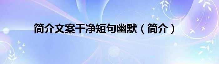 簡(jiǎn)介文案干凈短句幽默（簡(jiǎn)介）