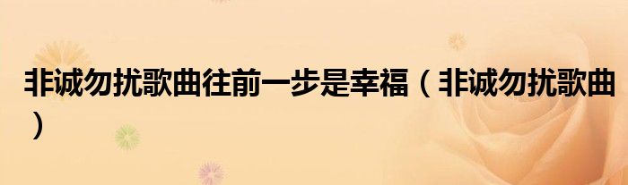 非誠勿擾歌曲往前一步是幸福（非誠勿擾歌曲）