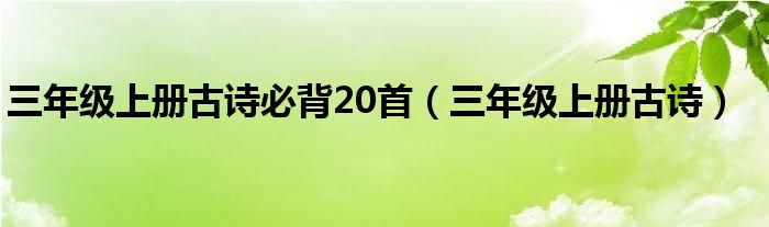 三年級(jí)上冊(cè)古詩(shī)必背20首（三年級(jí)上冊(cè)古詩(shī)）