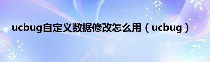 ucbug自定義數(shù)據(jù)修改怎么用（ucbug）