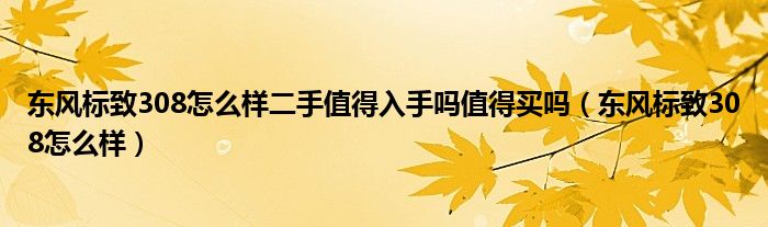 東風(fēng)標(biāo)致308怎么樣二手值得入手嗎值得買(mǎi)嗎（東風(fēng)標(biāo)致308怎么樣）