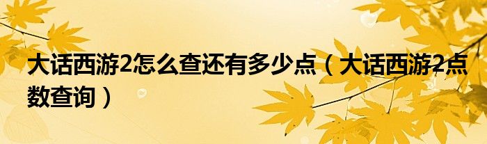 大話西游2怎么查還有多少點（大話西游2點數(shù)查詢）
