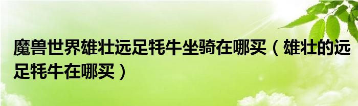魔獸世界雄壯遠(yuǎn)足牦牛坐騎在哪買（雄壯的遠(yuǎn)足牦牛在哪買）