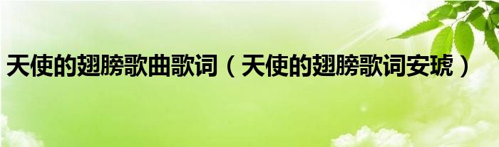 天使的翅膀歌曲歌詞（天使的翅膀歌詞安琥）