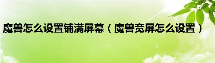 魔獸怎么設(shè)置鋪滿屏幕（魔獸寬屏怎么設(shè)置）