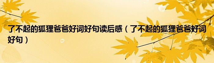 了不起的狐貍爸爸好詞好句讀后感（了不起的狐貍爸爸好詞好句）