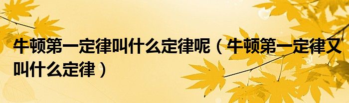 牛頓第一定律叫什么定律呢（牛頓第一定律又叫什么定律）