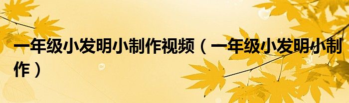 一年級小發(fā)明小制作視頻（一年級小發(fā)明小制作）