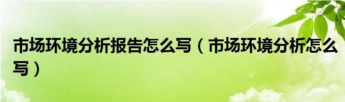 市場(chǎng)環(huán)境分析報(bào)告怎么寫(xiě)（市場(chǎng)環(huán)境分析怎么寫(xiě)）