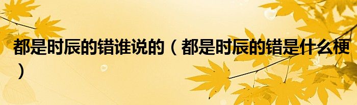 都是時(shí)辰的錯(cuò)誰(shuí)說(shuō)的（都是時(shí)辰的錯(cuò)是什么梗）