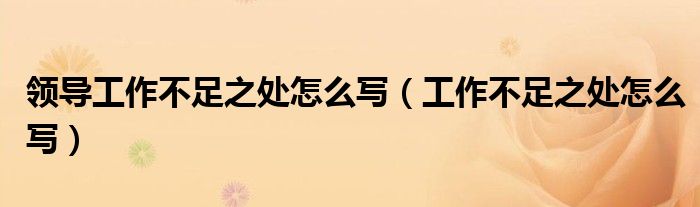 領導工作不足之處怎么寫（工作不足之處怎么寫）