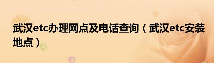 武漢etc辦理網(wǎng)點(diǎn)及電話查詢（武漢etc安裝地點(diǎn)）