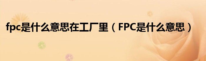 fpc是什么意思在工廠里（FPC是什么意思）