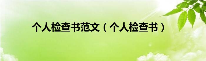 個(gè)人檢查書范文（個(gè)人檢查書）
