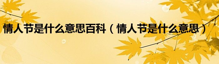 情人節(jié)是什么意思百科（情人節(jié)是什么意思）