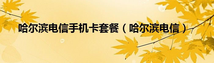 哈爾濱電信手機(jī)卡套餐（哈爾濱電信）