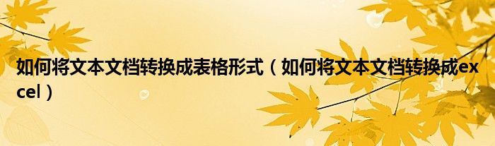 如何將文本文檔轉(zhuǎn)換成表格形式（如何將文本文檔轉(zhuǎn)換成excel）