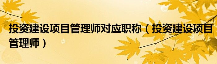 投資建設項目管理師對應職稱（投資建設項目管理師）