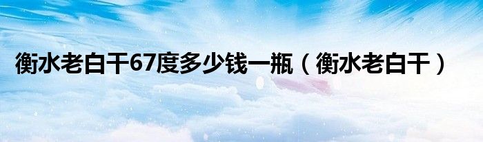 衡水老白干67度多少錢一瓶（衡水老白干）
