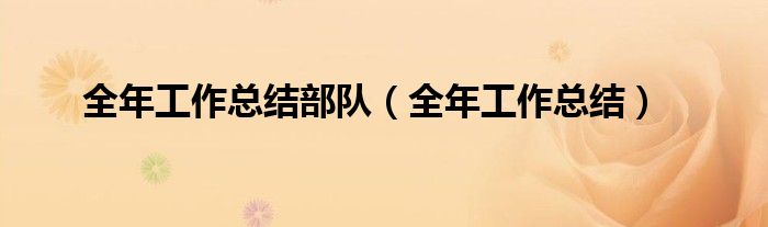 全年工作總結(jié)部隊(duì)（全年工作總結(jié)）