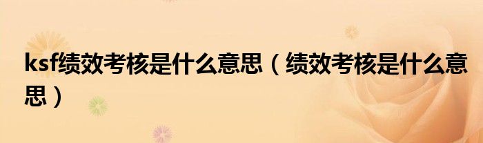 ksf績(jī)效考核是什么意思（績(jī)效考核是什么意思）