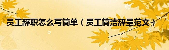員工辭職怎么寫簡單（員工簡潔辭呈范文）