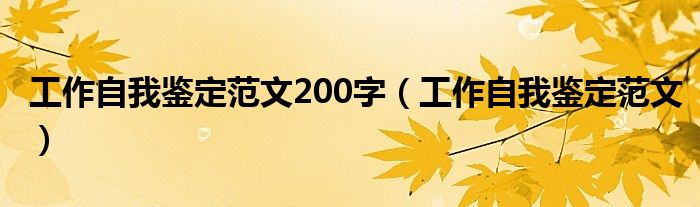 工作自我鑒定范文200字（工作自我鑒定范文）