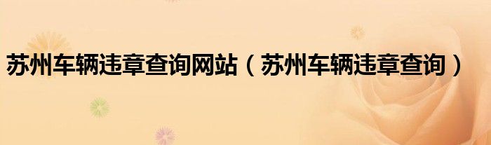 蘇州車輛違章查詢網(wǎng)站（蘇州車輛違章查詢）