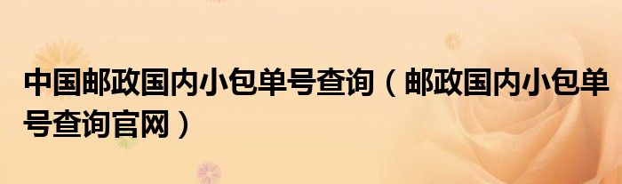 中國郵政國內(nèi)小包單號查詢（郵政國內(nèi)小包單號查詢官網(wǎng)）