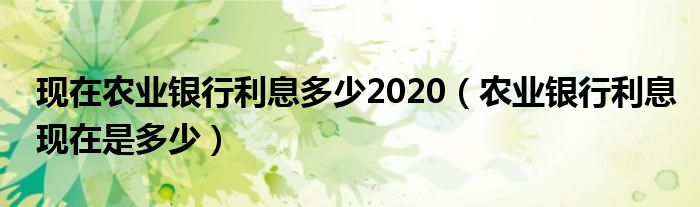 現(xiàn)在農(nóng)業(yè)銀行利息多少2020（農(nóng)業(yè)銀行利息現(xiàn)在是多少）