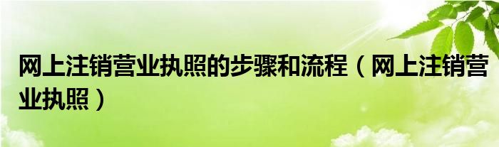 網(wǎng)上注銷營業(yè)執(zhí)照的步驟和流程（網(wǎng)上注銷營業(yè)執(zhí)照）