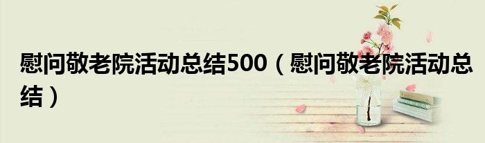 慰問敬老院活動(dòng)總結(jié)500（慰問敬老院活動(dòng)總結(jié)）