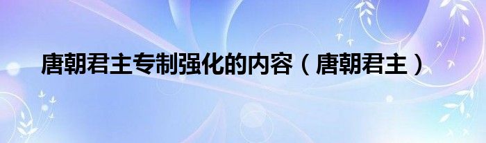 唐朝君主專制強(qiáng)化的內(nèi)容（唐朝君主）