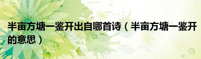半畝方塘一鑒開出自哪首詩（半畝方塘一鑒開的意思）