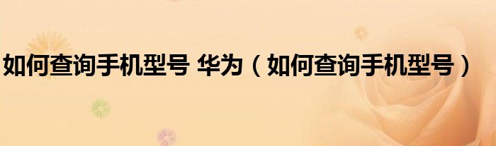 如何查詢手機(jī)型號(hào) 華為（如何查詢手機(jī)型號(hào)）