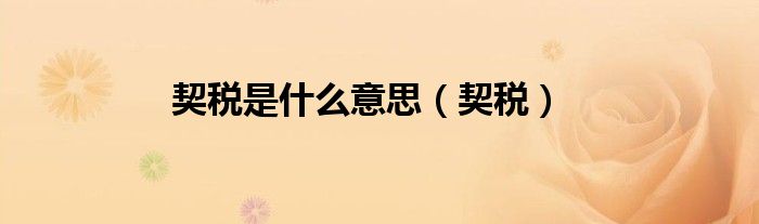 契稅是什么意思（契稅）