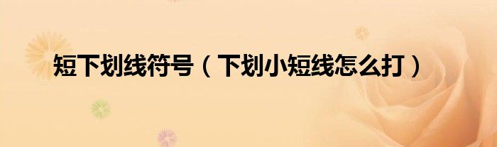 短下劃線符號(hào)（下劃小短線怎么打）