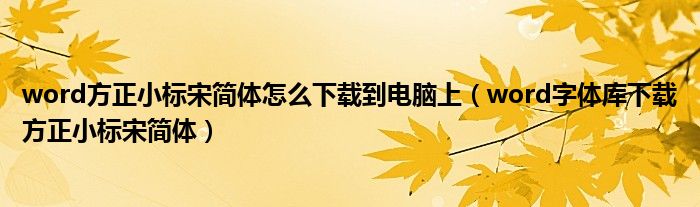 word方正小標(biāo)宋簡體怎么下載到電腦上（word字體庫下載方正小標(biāo)宋簡體）