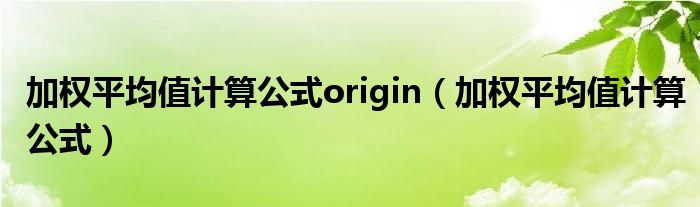 加權平均值計算公式origin（加權平均值計算公式）