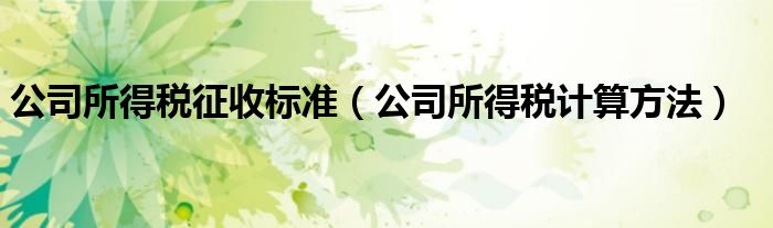 公司所得稅征收標準（公司所得稅計算方法）